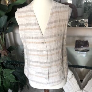 SZ M MARTI VEST 95% COTTON 5% LINEN SHADES OF CREAM BUTTON UP WITH TIE IN BACK